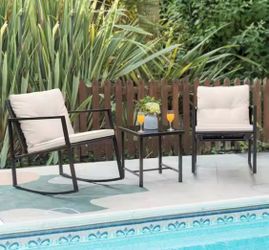 Wicker Bistro Set, Beige - C43RBK