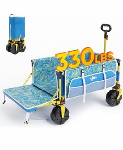 Folding Beach Utility Wagon Cart 330 LBS Capacity