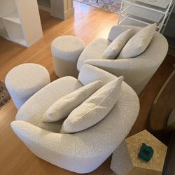 Article - Turoy 32.5" Swivel Lounge Chair - Ivory Bouclé