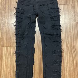 Black Stacked Style Jeans Waste Size 30