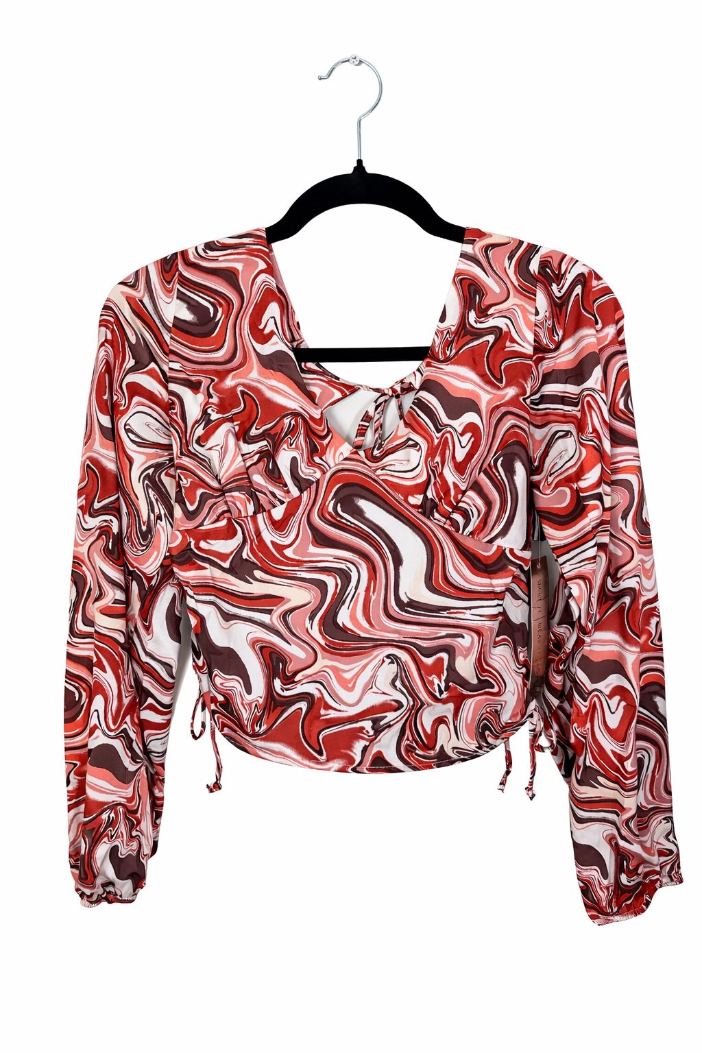 Blusa estampada tipo marble manga larga (2 vistas)