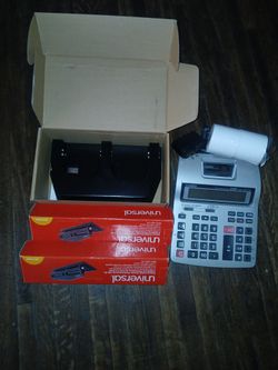 Hole puncher and calculator