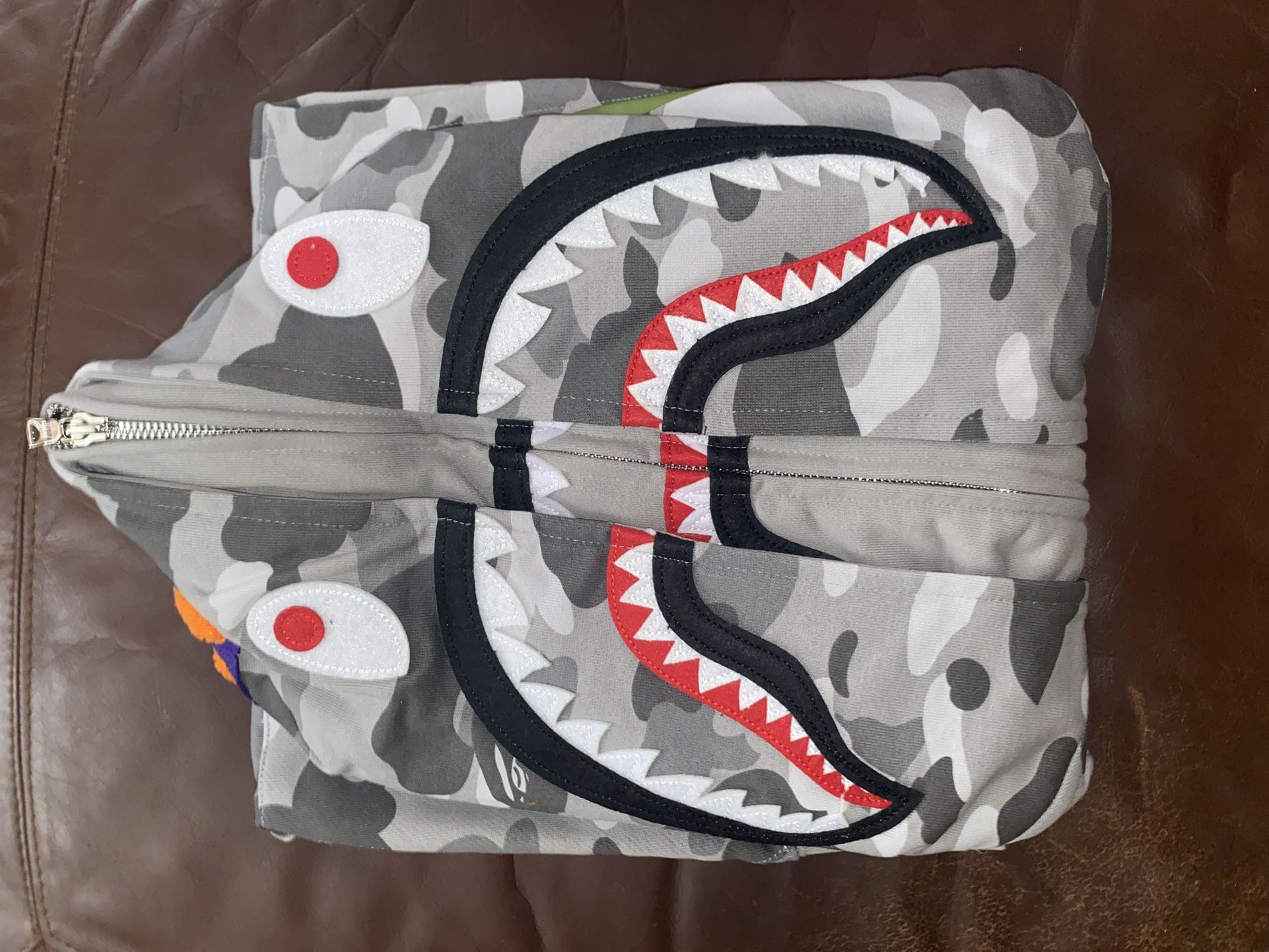 Gray Camo Bape Double-Hoodie(FULLZIP)(Large)