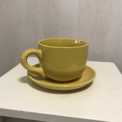 Large Cheerful Yellow Cup & Matching Saucer “$5.