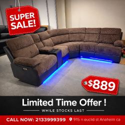 modern living room reclining sectional sofa with led light 