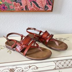 CUTE! Jelly-Pop Comfort Fit Strappy Leather Slingback Thong Sandals (Size 8)