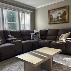 Suede Leather Recliner Couch - Brown 