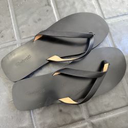 Madewell Leather Sandals, The Gabi Thong Slide Sandal, Black, Size 7