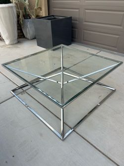 Two-Tier Glass and Chrome Coffee Table