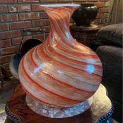 Murano Vintage Vase - Metallic Orange Swirl