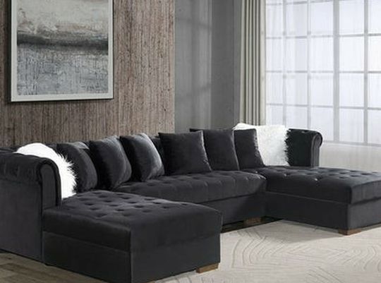 Aria Black Velvet Sectional