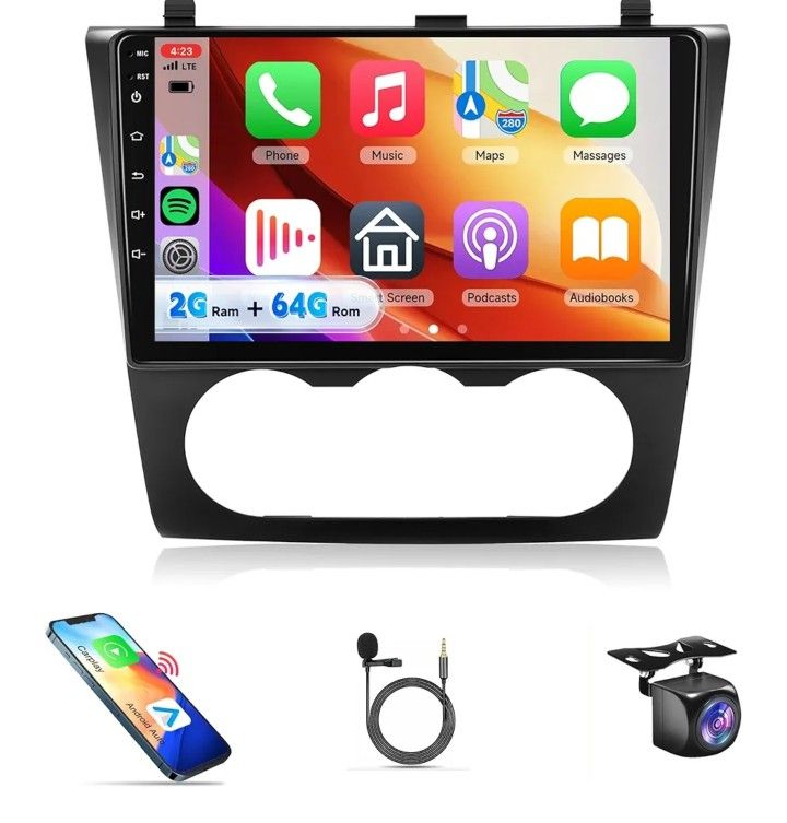 2+64G Android Car Stereo for Nissan Altima 2008-2012 with Wireless Carplay Android Auto Car Radio, 9’’ Touchscreen Head Unit with Bluetooth GPS Naviga