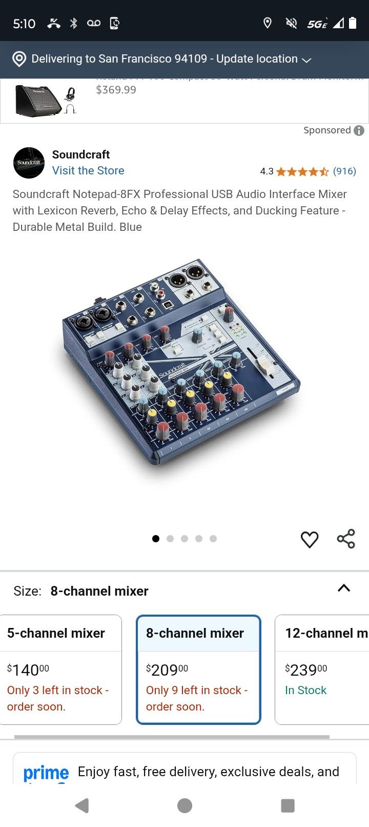 8 Channel Compact Mixer FX 8 With Sound Effects