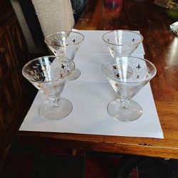 Mid Century Libbey Royal Fern Cocktail Champagne Dessert Glass Set Of 4