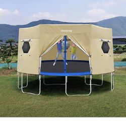 15FT Trampoline Tent, Fits for 6 Straight Pole Round Trampoline, Trampoline  Tent Cover (Tent Only)