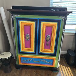One-of-a-Kind Hand-Painted Upcycled Armoire Cabinet