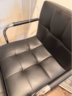 Pair of Adjustable Black Leather Bar Chairs