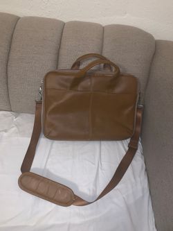 Brown leather laptop bag