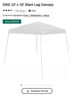 Dick’s Sporting Goods 10x10 Slanted White Canopy