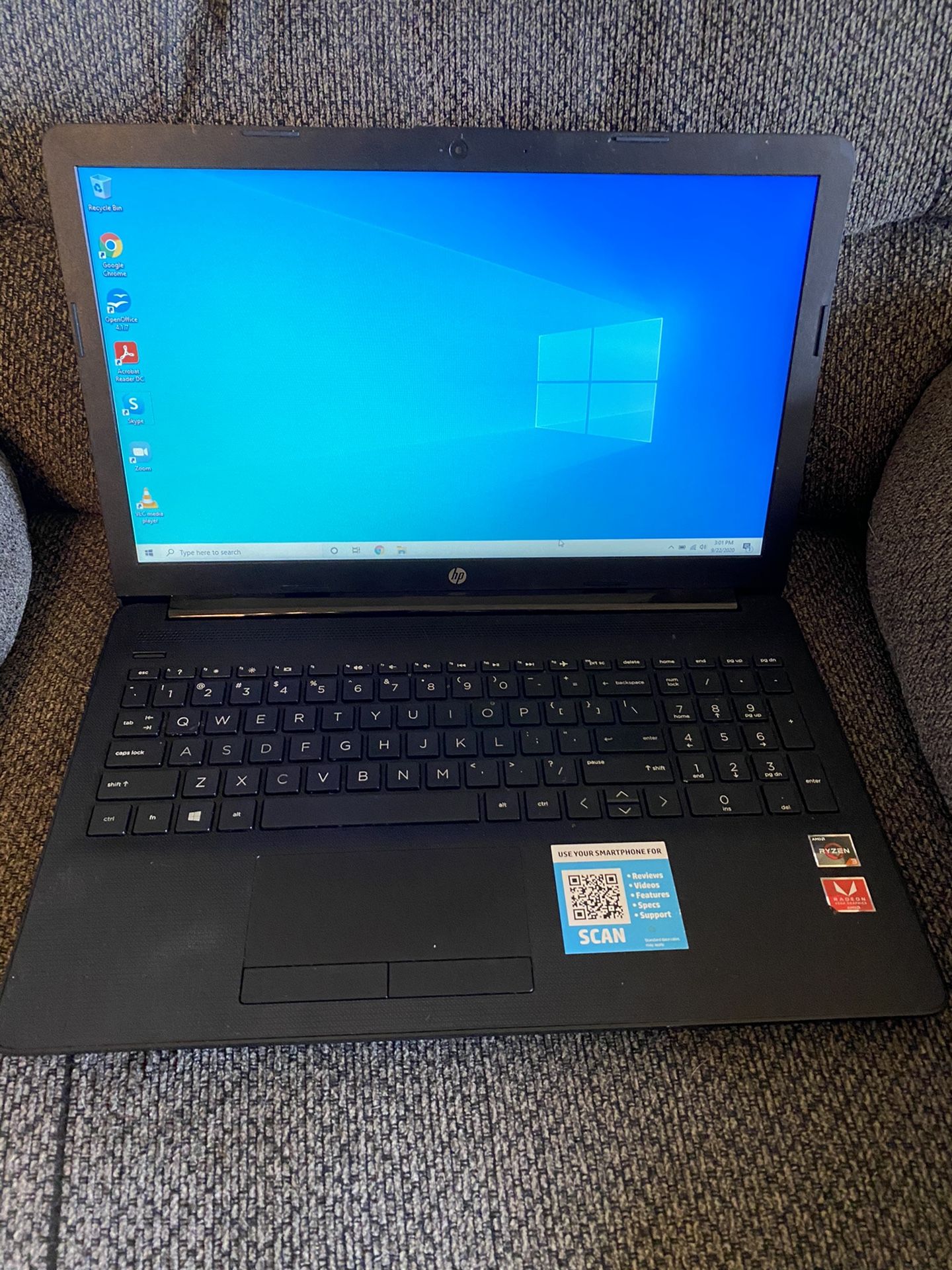 HP 15.6" Laptop, AMD Ryzen 3 2200, 1TB HDD, 4GB DDR4, HDMI