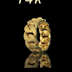 Men’s Yellow Gold Miami Cuban Curb Link Ring Band