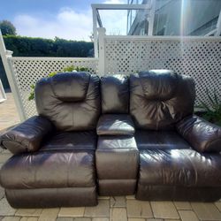 Brown Patent Leather Couch