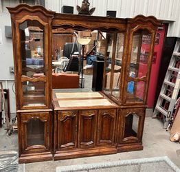 Stanley Furniture Marble-Top Buffett & China Cabinet
