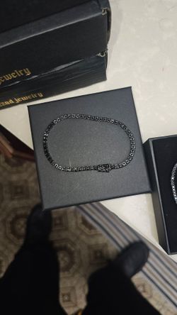 Black Moissanite tennis necklace and bracelet