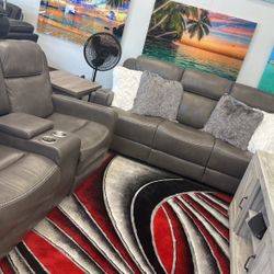 Living Room Set 3 Pc Sofa, Loveseat, And Single Chair Recliner