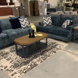 Teal Blue Sofa & Love Couch Set NEW