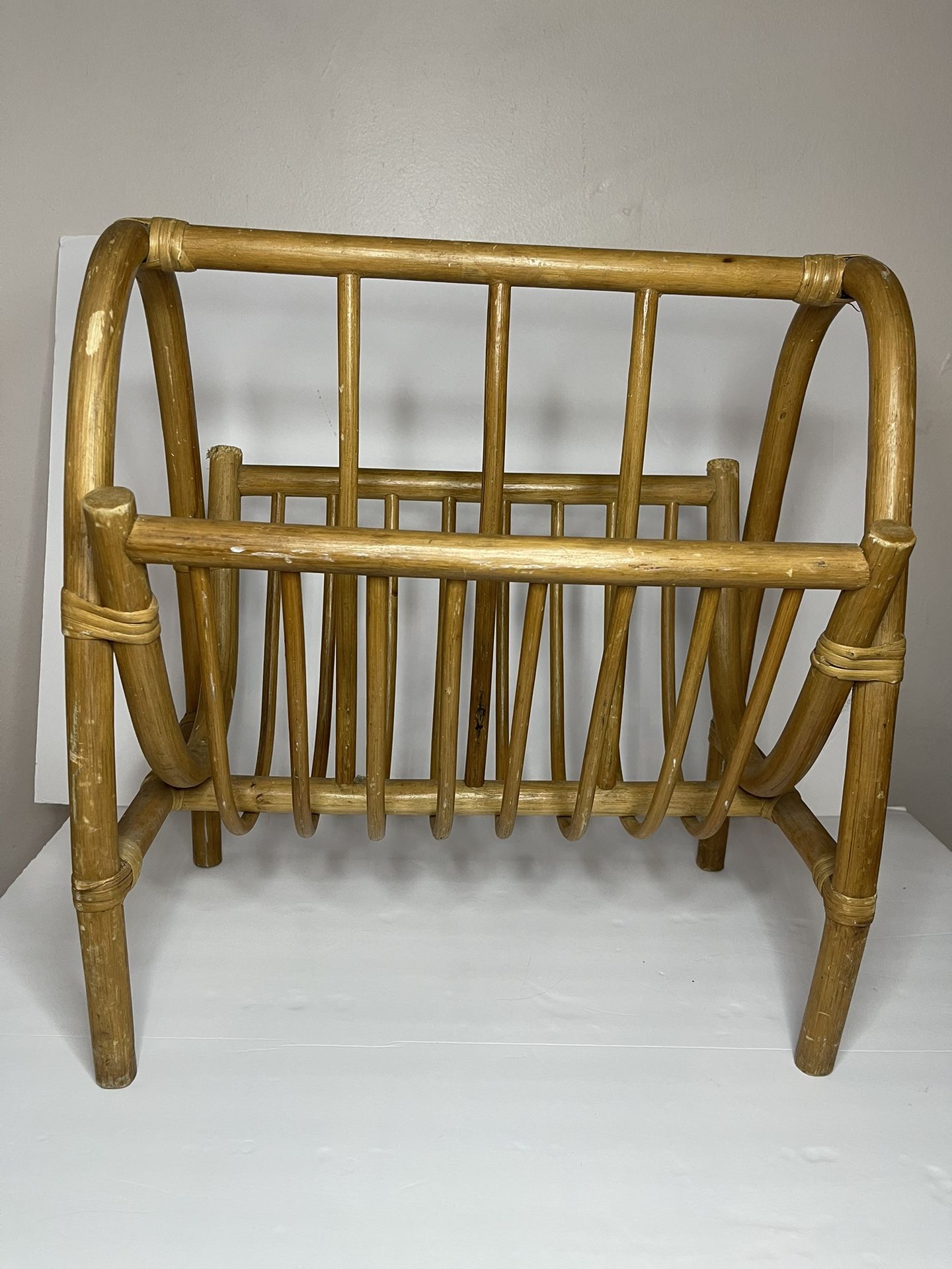 Boho Bamboo Rattan Magazine/ Vinyl Rack Decor