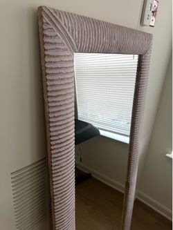Large Whitewashed Textured Wood Floor Mirror 25”x60”