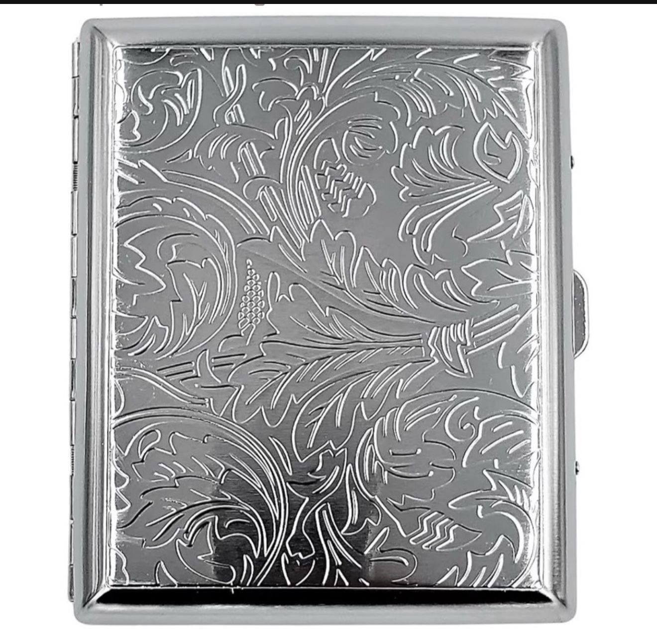 Etched Silver Tone Business Card Cigarette Case  