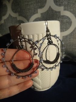 Large beaded hoop earrings