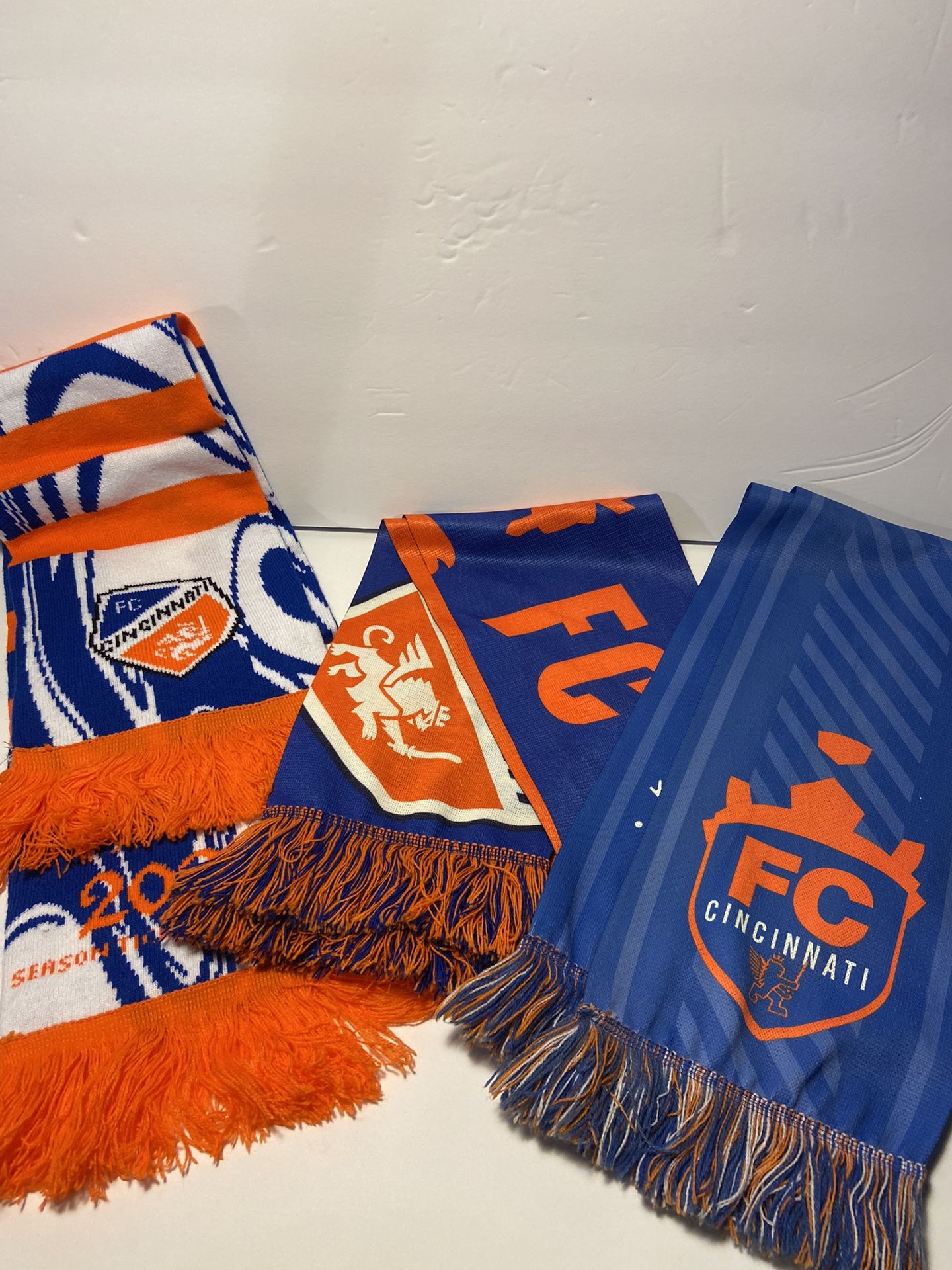 3 FC Cincinnati 2024 Season Ticket Member Scarf Soccer MLS Blue Orange White FCC