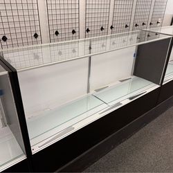 Lighted 4ft and 6ft Glass Display Cases w/ glass shelves