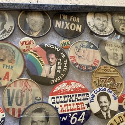 Huge vintage collection lot of Political campaign buttons warches Rare flicker style button military Goldwater Kennedy 