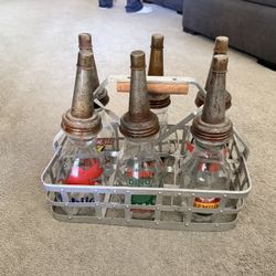 vintage motor oil glass bottles 