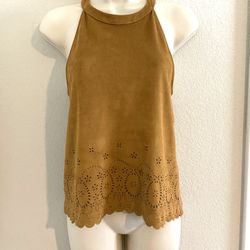 NWOT faux suede Zara Trafaluc halter top. Sz S 