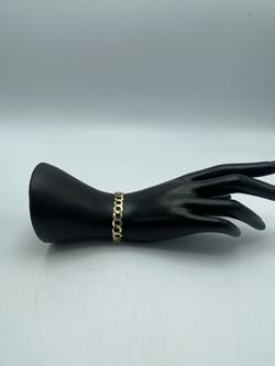 14kt Yellow Gold Solid Curb Link Bracelet 8.5mm