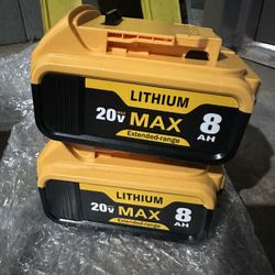 2 Pack 8.0Ah 20V Lithium-Ion Replacement Batteries for Dewalt Cordless Tools 