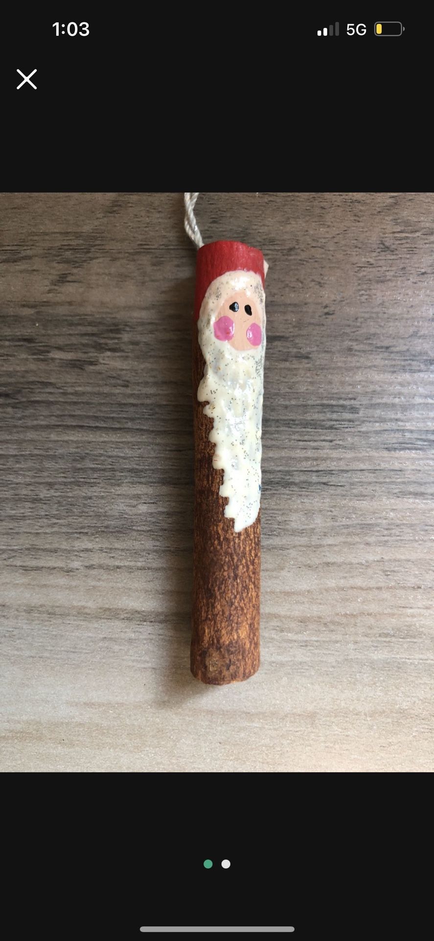 Super Cute Santa Painted On A Cinnamon Stick.