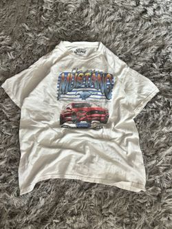 Ford Mustang white T-shirt with classic front graphic. Adult M/L
