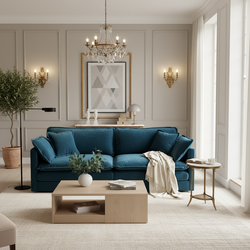 Fremont 77” Chenille Upholstered 2-Seater Loveseat Sofa Couch with 4 Pillows