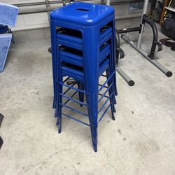 4 Stackable Stools BLUE