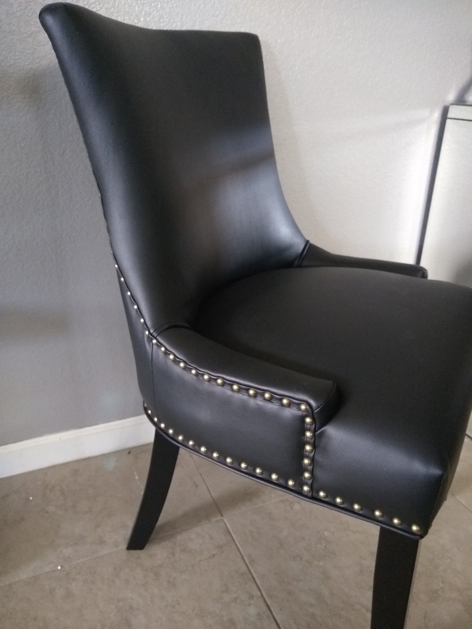 Nailhead Black Leather Dining / Accent Chairs 2 AVAILABLE $89 each! BRAND NEW