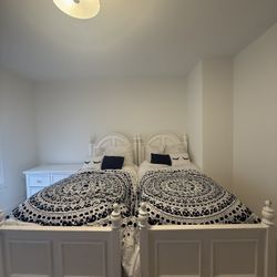 White Painted Wood Twin Beds (1 Or 2 Available)