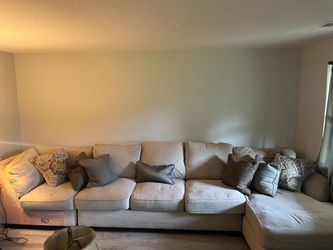 Large Light Gray Fabric Sectional Sofa