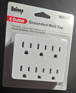 Uninex 6-Outlet Grounded Wall Tap