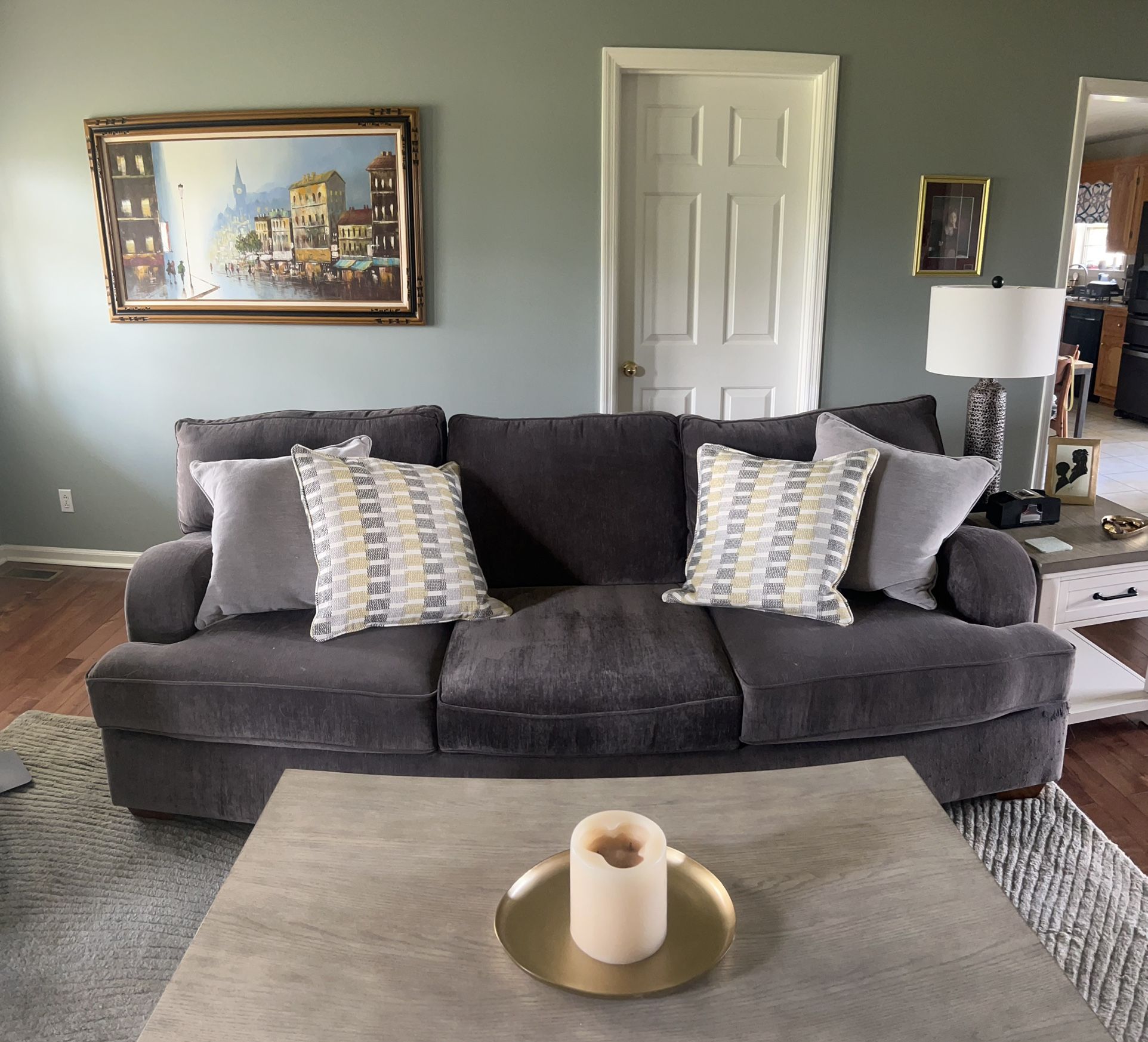 Dark Gray Microfiber 3-Seater Sofa